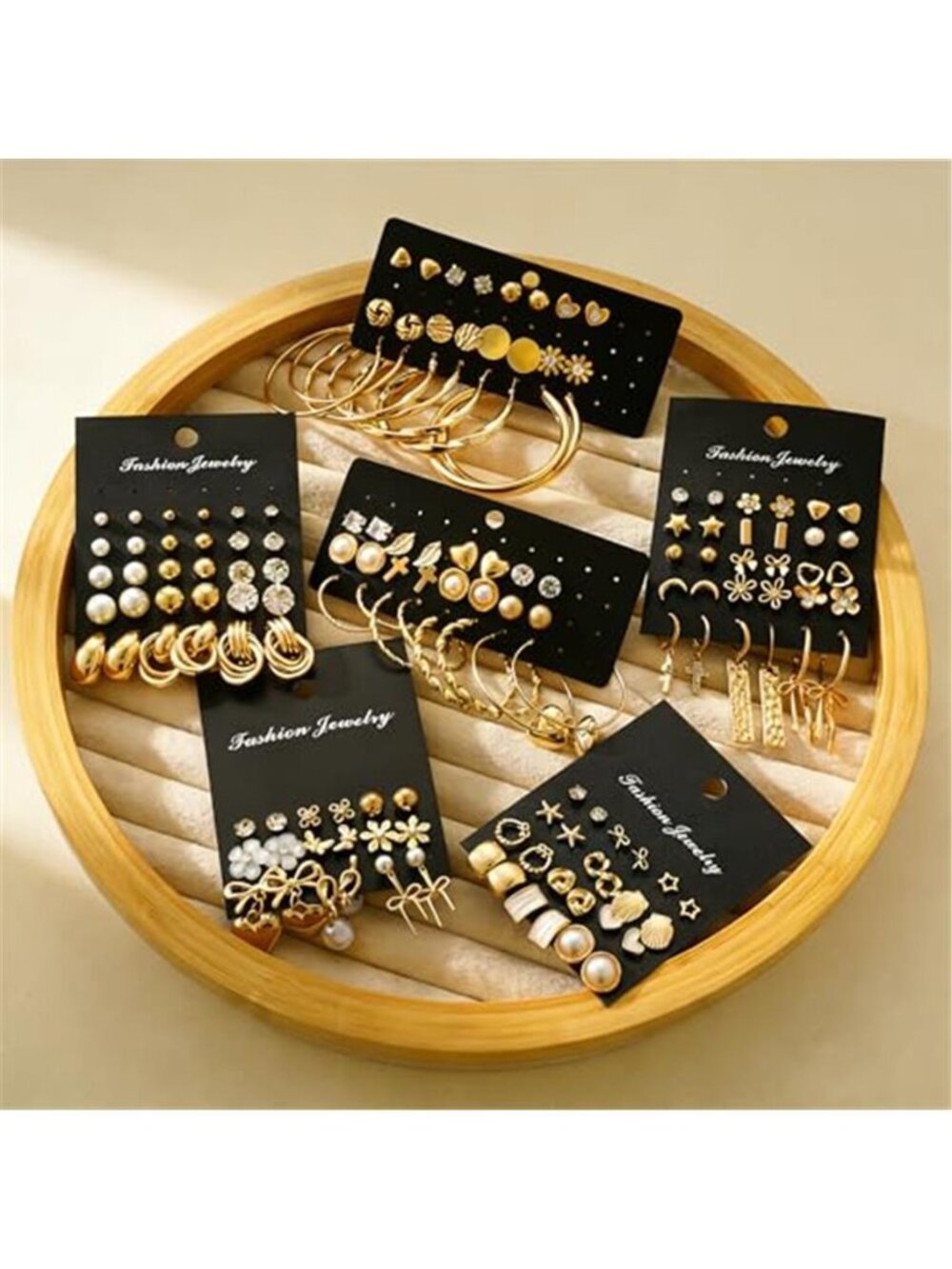 75 Pairs Gold Stud Earrings Set for Women, Trendy Hypoallergenic Pearl Cubic - Picture 6 of 7